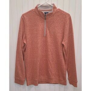 Johnnie-O Mens Sully M/16 Orange Heathered Stretch Golf 1/4 Zip Pullover